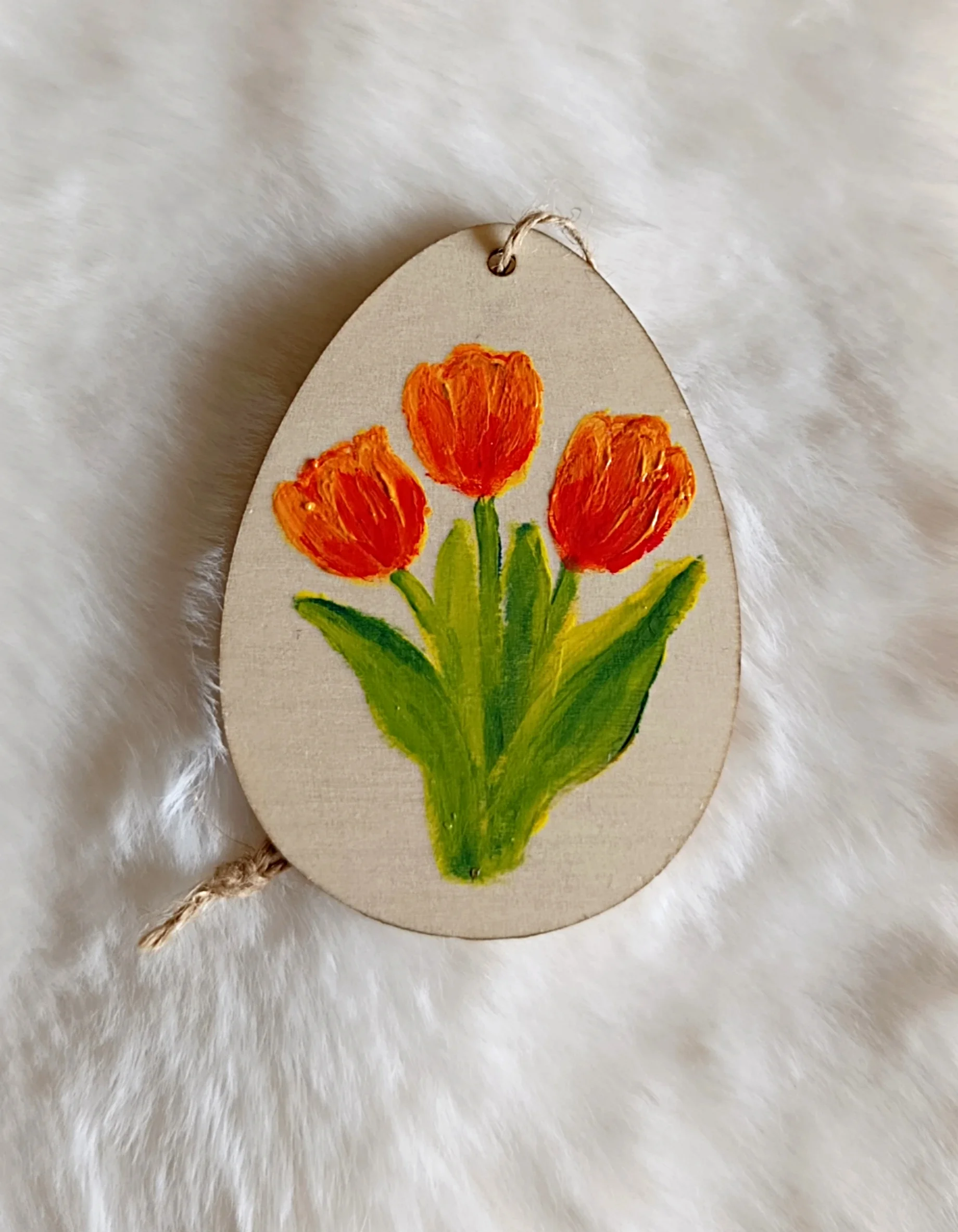 Dřevěné dekorační vajíčko s jarními květy - 6