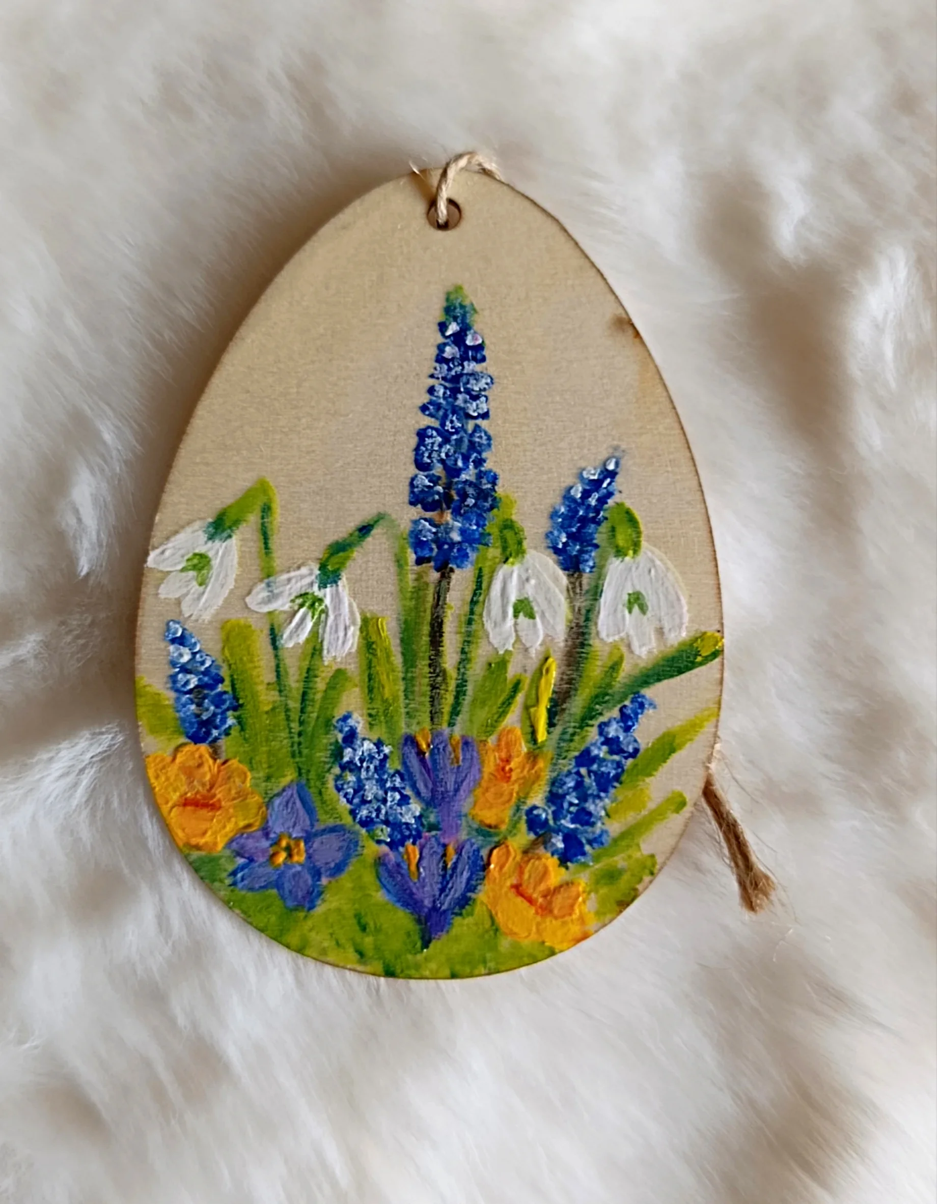 Dřevěné dekorační vajíčko s jarními květy - 8