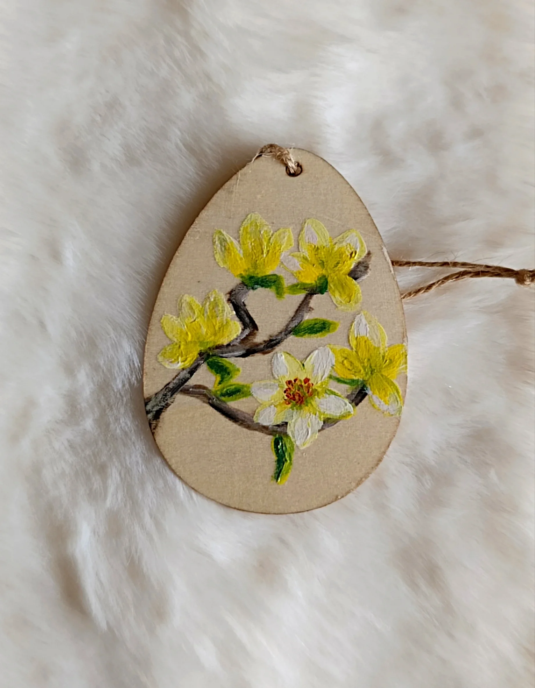 Dřevěné dekorační vajíčko s jarními květy - 9
