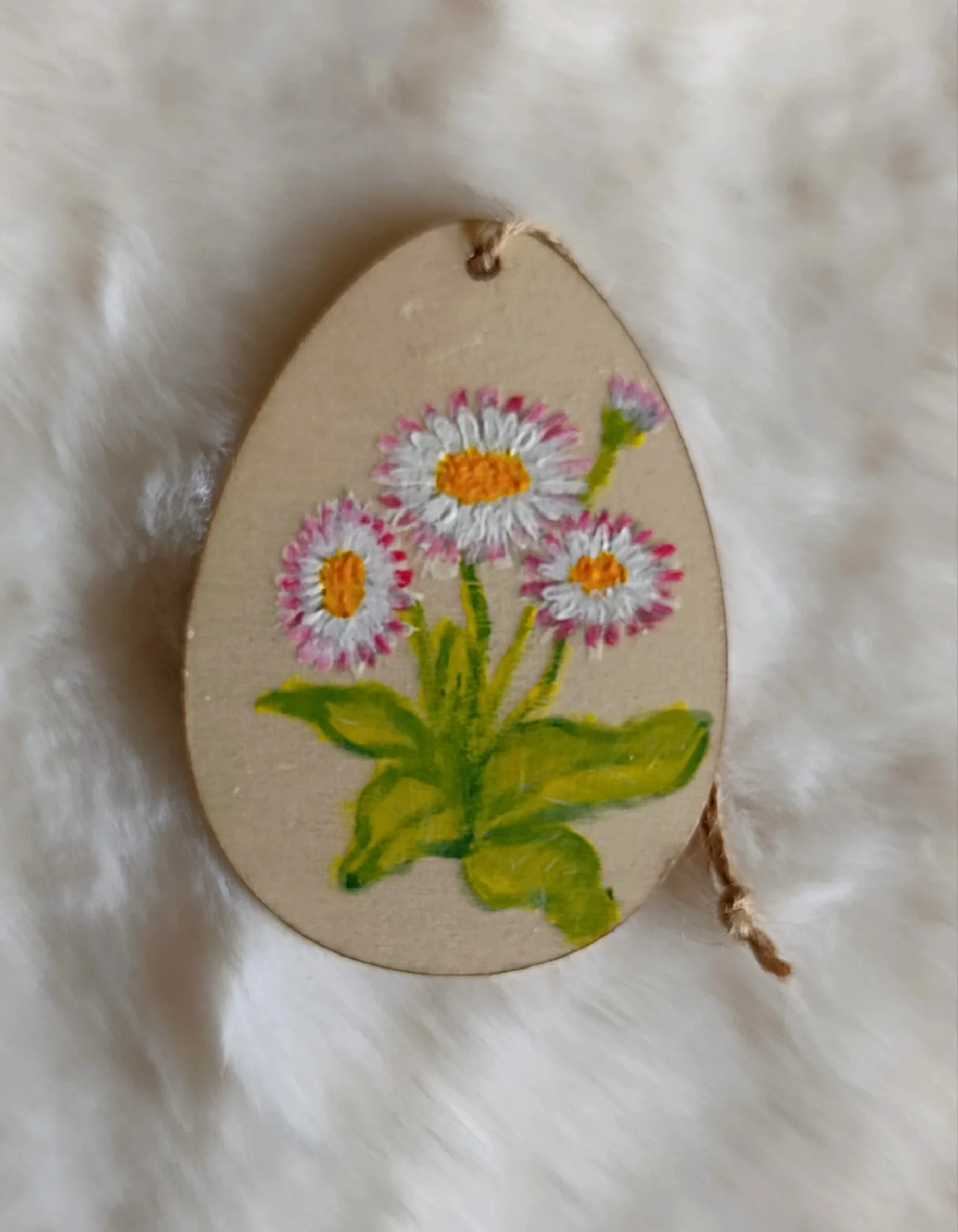 Dřevěné dekorační vajíčko s jarními květy - 11