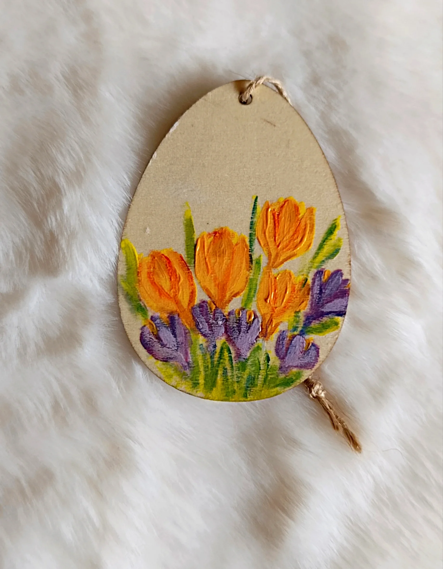 Dřevěné dekorační vajíčko s jarními květy - 13